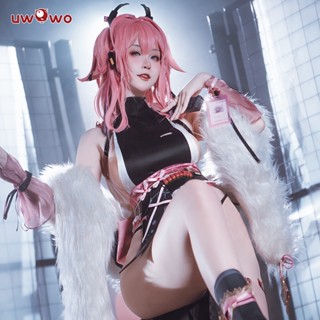 ชุดคอสเพลย์ Uwowo Genshin Impact cos Yae Miko cheongsam เซ็กซี่ สีดํา สําหรับผู้หญิง