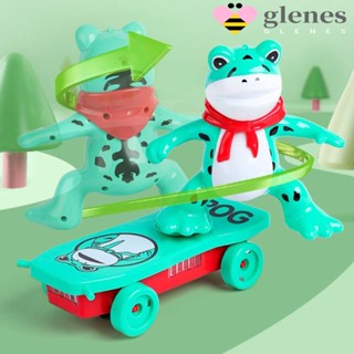 Glenes รถสเก็ตบอร์ดไฟฟ้า สกูตเตอร์ไฟฟ้าอัตโนมัติ หมุนได้ รูปกบสีเขียว ของขวัญ สําหรับเด็ก