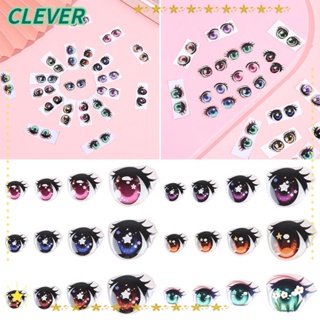 Clever สติกเกอร์คริสตัล ลายการ์ตูนดวงตา 8 มม. 10 มม. 12 มม. 15 มม. 5 คู่