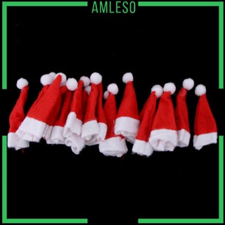 [Amleso] หมวกซานต้าคลอส ขนาดเล็ก สําหรับตกแต่งคริสต์มาส 20 ชิ้น