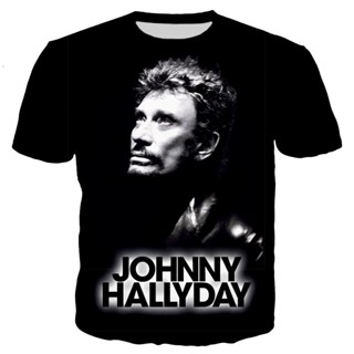 เสื้อยืด พิมพ์ลายนักร้อง Johnny Hallyday สไตล์ฮาราจูกุ สตรีท 2022