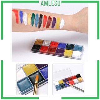 [Amleso] พาเลทสีทาหน้า และร่างกาย 12 สี พร้อมแปรง