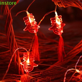 Instore สายไฟหิ่งห้อย LED สีแดง ประดับพู่ สไตล์เรโทร สําหรับตกแต่งปาร์ตี้ 1 ชิ้น