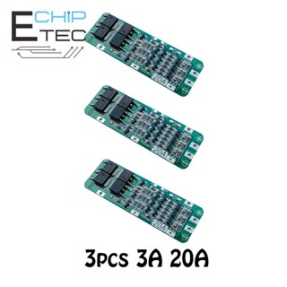 โมดูลที่ชาร์จแบตเตอรี่ Li-ion 3S 20A 12.6V 59x20x3.4 มม. 18650 PCB BMS 3 ชิ้น