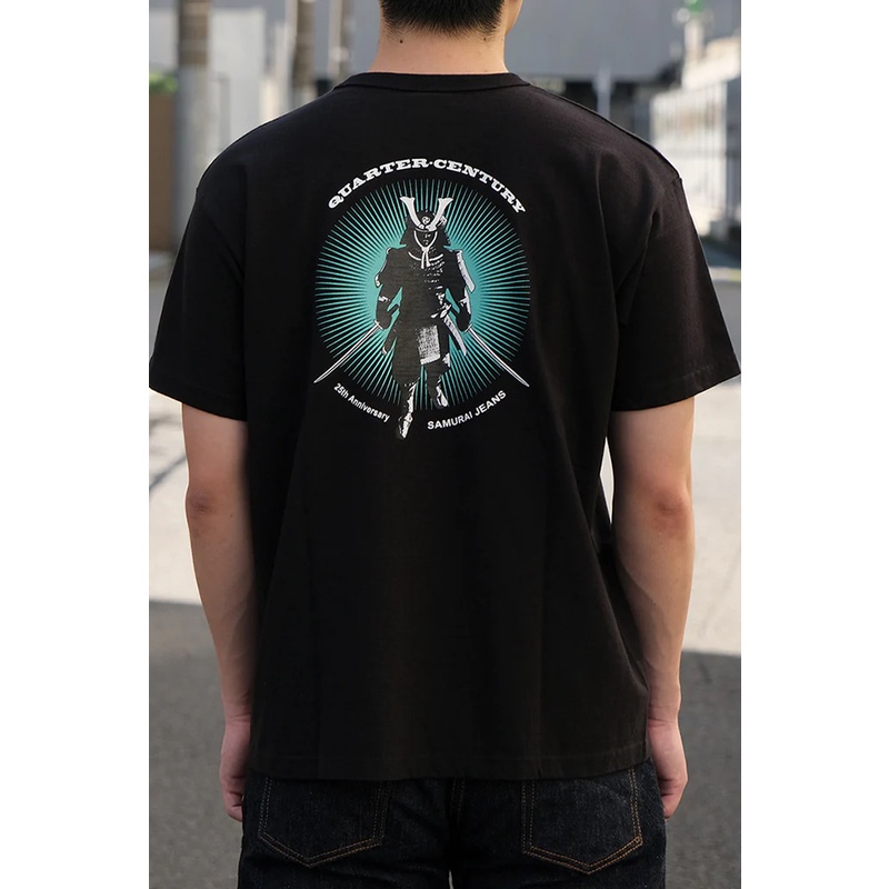 SAMURAI JEANS ผ้าฝ้ายแท้พิมพ์แขนสั้นคู่ผู้ชายผู้หญิงเสื้อยืดสไตล์เดียวกัน