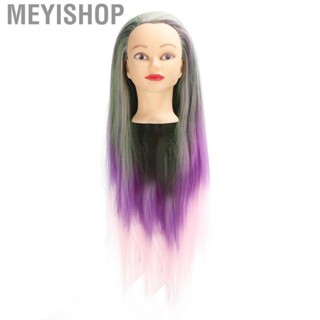 Meyishop Mannequin Head Practice Hair Styling Training Green Purple Gradient Wig Safe for Hairdresser Salon