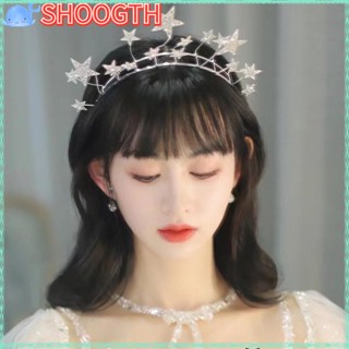 Shoogth ที่คาดผม ประดับคริสตัล พลอยเทียม รูปดาว แฟชั่นเจ้าสาว สําหรับผู้หญิง