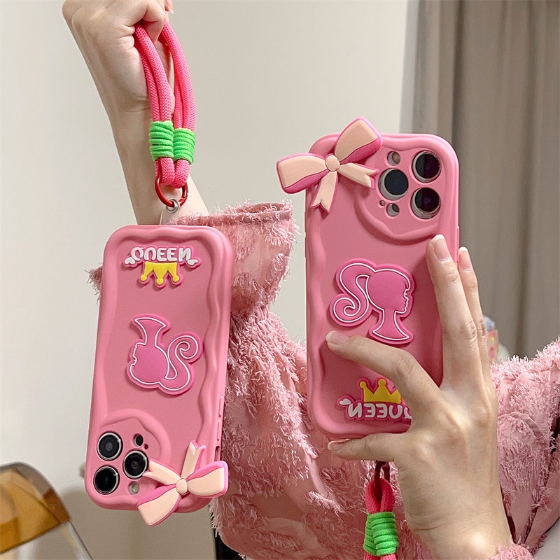 3D สําหรับ Huawei Y9S Y9 prime 2019 Mate20 Mate40 Pro P30 P40 P50 P60 Honor 8X เคสมือถือ Soft TPU Case เคสป้องกัน Cute Cartoon Barbie Girl Butterfly เปลือกกันกระแทก ซองซิลิโคน มีเชือกแขวนอยู่