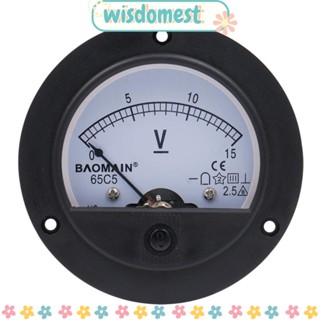 Wisdomest โวลต์มิเตอร์ DC พลาสติก ทรงกลม สีดํา ทนทาน 0-15 V 65C5 สําหรับช่างไฟฟ้า