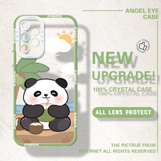 เคสโทรศัพท์มือถือแบบนิ่ม ใส กันรอยกล้อง ลายแพนด้าน่ารัก สําหรับ Samsung A02 A03 A03s A04s A10 A10s A11 A12 A13