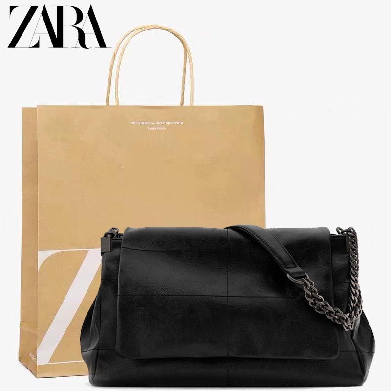 ZARA ซาร่า กระเป๋าสะพายข้างผู้หญิงความจุขนาดใหญ่สไตล์รวมทุกอย่าง