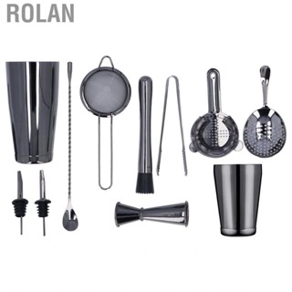 Rolan Boston Cocktail Shaker Set Stainless Steel Black Coating Kit for Bar