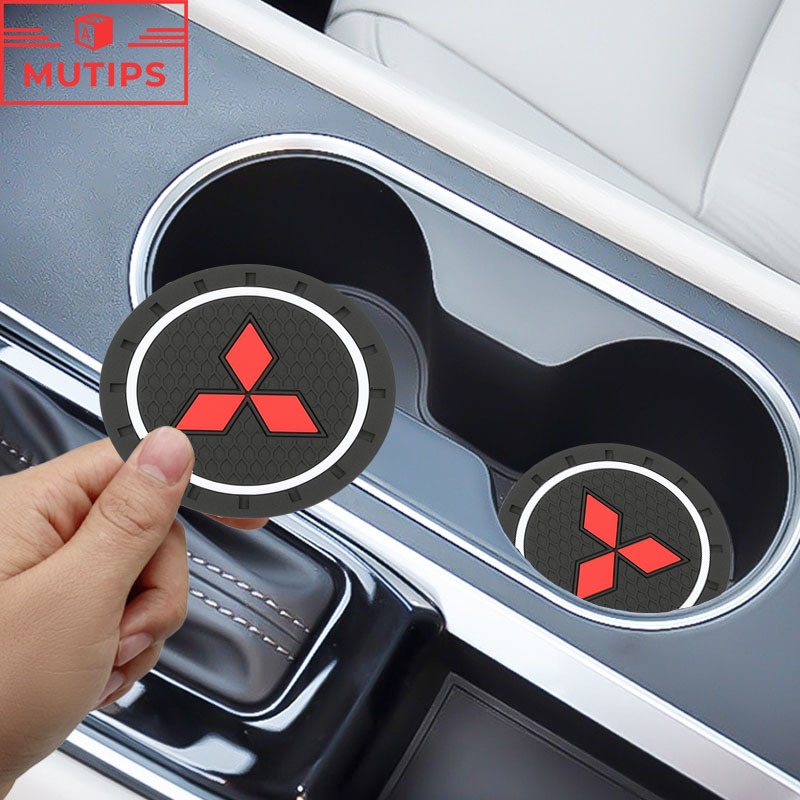 Mitsubishi ที่วางแก้วน้ำในรถยนต์มีไฟ Led 7 สี แผ่นรองแก้วกันลื่น ชาร์จใหม่ได้ ที่รองแก้วน้ำ สำหรับ Mitsubishi Xpander Cross Triton Grandis Attrage Mirage Outlander Pajero Sport ASX
