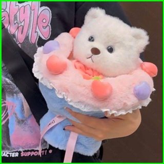 ตุ๊กตาหมีเท็ดดี้ ช่อดอกไม้ ผ้ากํามะหยี่ขนนิ่ม ของขวัญวันเกิดวันวาเลนไทน์ สําหรับเด็กผู้หญิง