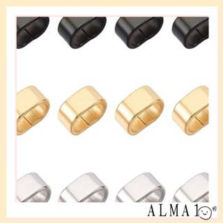 Alma จี้ลูกปัดสเตนเลส ทรงสี่เหลี่ยมผืนผ้า 3 สี สีทอง สีเงิน สีดํา สําหรับทําเครื่องประดับ แฮนด์เมด