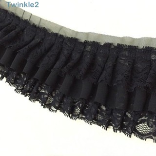 Twinkle ผ้าลูกไม้ ผ้าชีฟอง สีดํา สําหรับตกแต่งเสื้อผ้า DIY