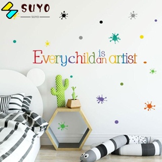 Suyo สติกเกอร์ PVC ลายศิลปิน สีน้ํา ลอกออกได้ สําหรับตกแต่งผนังห้องเรียน เฟอร์นิเจอร์