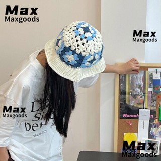 Maxg หมวกบักเก็ต ระบายอากาศ ลายดอกไม้ แฮนด์เมด แฟชั่นฤดูร้อน