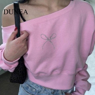 Dunea เสื้อครอป มีฮู้ด ทรงหลวม แฟชั่นสําหรับผู้หญิง