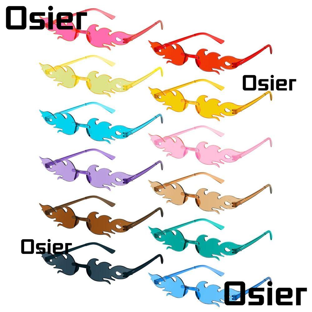 Osier1 แว่นกันแดดเปลวไฟแว่นตาไร้ขอบอินเทรนด์คอสเพลย์รูปเปลวไฟ