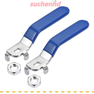 Suchenhd มือจับก้านโยก วาล์วบอล ด้านซ้าย สเตนเลส พลาสติก สีฟ้า DN25 2 ชิ้น