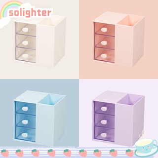 Solighter กล่องพลาสติก หลายช่อง สําหรับใส่ปากกา