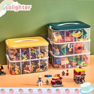 Solighter กล่องเก็บของเล่น พร้อมที่จับ วางซ้อนกันได้ รูปอิฐ สําหรับบ้าน