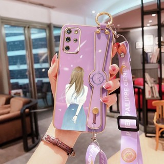 Ybd เคสโทรศัพท์มือถือ ป้องกันเต็มเครื่อง พร้อมสายคล้องยาว สีฟ้า สําหรับ Samsung Galaxy S20 S21 S22 S23 Plus S20+ S21+ S22+ S23+ S20FE S21FE S22