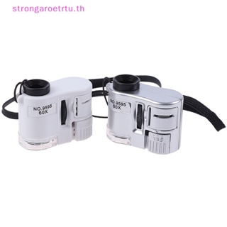 Strongaroetrtu กล้องจุลทรรศน์แว่นขยาย ขนาดเล็ก 60X พร้อมไฟ LED สําหรับเครื่องประดับ