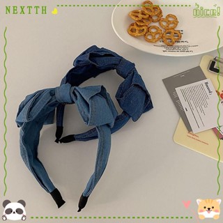 Nextth ที่คาดผม ผูกปมไขว้ เครื่องประดับผม เดนิม ฝรั่งเศส โบ ที่คาดผม พรีเมี่ยม ล้างหน้า อารมณ์ ที่คาดผม ผู้หญิง