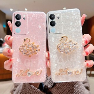 พร้อมส่ง เคสป้องกันโทรศัพท์มือถือใส แบบนิ่ม ลายหงส์คริสตัล สําหรับ VIVO V29 V27 VIVO Y27 4G Y36 Y78 Y02 Y02t Y02A X90 Pro 5G 2023 VivoV29 VivoY27