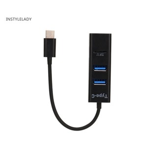 Instylelady อะแดปเตอร์แยกฮับ USB 20 3 พอร์ต แบบพกพา พร้อมตัวอ่านการ์ด TF สําหรับ PC แล็ปท็อป