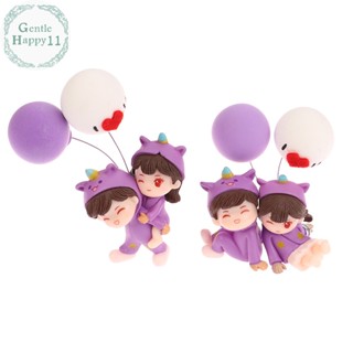 Gentlehappy เครื่องประดับตกแต่งภายในรถยนต์ ชุดนอนคู่รัก ลายการ์ตูนน่ารัก สีม่วง 1 คู่