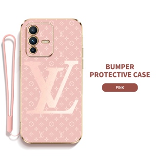 LV Ybd เคสโทรศัพท์มือถือ ซิลิกาเจล พร้อมสายคล้อง ป้องกันเลนส์ สําหรับ Vivo S12 Pro 5G V23 Pro 5G V25 5G V25E 4G