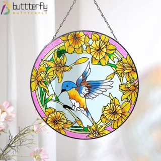 Buttterfly จี้อะคริลิค รูปนกฮัมมิ่งเบิร์ด สีเหลือง ขนาด 11.8*11.8 นิ้ว สําหรับแขวนตกแต่งผนัง ภายใน สํานักงาน