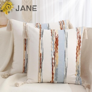 Jane ปลอกหมอน ผ้าโพลีเอสเตอร์ ทรงสี่เหลี่ยม ขนาด 18x18 นิ้ว ใช้ง่าย สไตล์โบโฮ สําหรับตกแต่งบ้านฟาร์ม ออฟฟิศ 2 ชิ้น