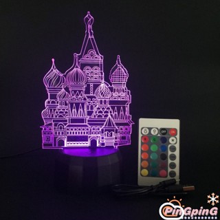 ฐานโคมไฟ LED 3D ไล่โทนสี หลากสีสัน พร้อมรีโมตคอนโทรล (ไม่มีไฟ)