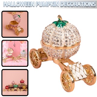 Pumpkin Carriage Rhinestones Jewelry Box Trinket Storage Collectible Case