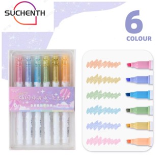 Suchenth ปากกามาร์กเกอร์ไฮไลท์ เมทัลลิก 6 สี 6 ชิ้น สําหรับสํานักงาน