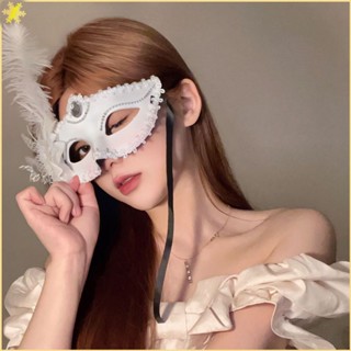 [LBE] เลดี้สีดำสีขาวลูกไม้ Feather ดอกไม้ Eye Mask สำหรับ Masquerade Party Dance เครื่องแต่งกายงานแต่งงาน Carnival Half Face Decor