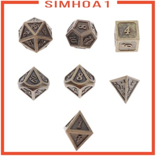 [Simhoa1] ชุดเกมเล่นบทบาทสมมุติ โลหะแข็ง ทนทาน 7 ชิ้น (D4 D6 D8 D10 D10 D12 และ D20)