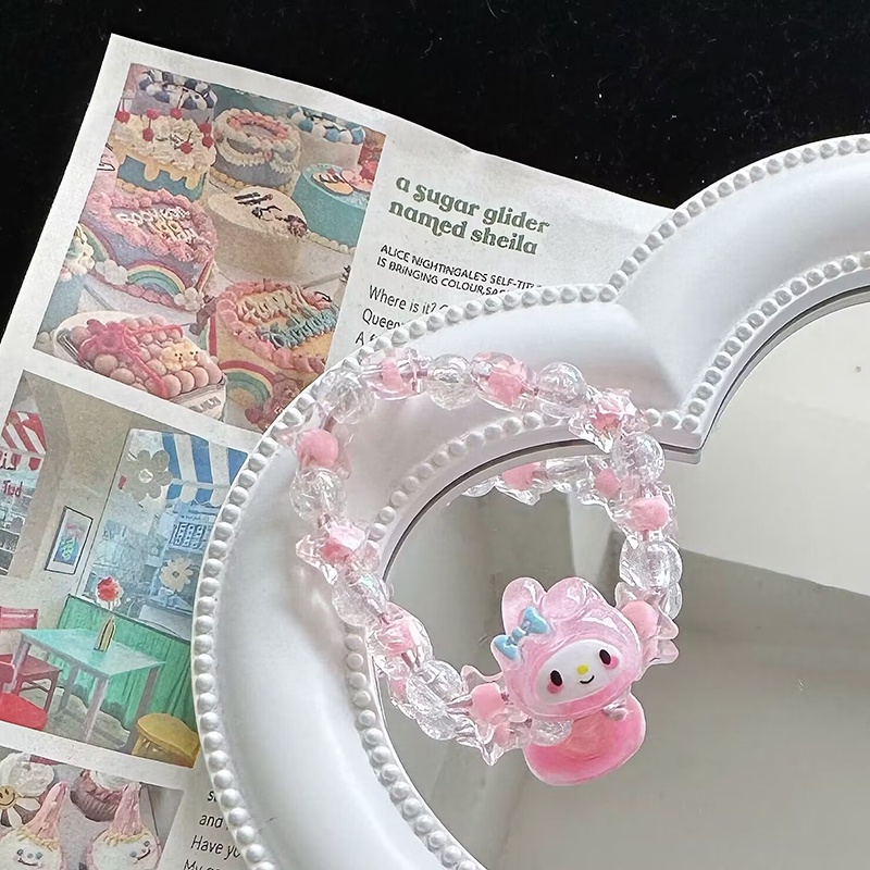 Cinnamoroll Kuromi My Melody Sanrio สร้อยข้อมือ สายหนัง ประดับคริสตัล ลายการ์ตูนน่ารัก ของเล่นคู่รัก สําหรับเด็กผู้หญิง วันเกิด