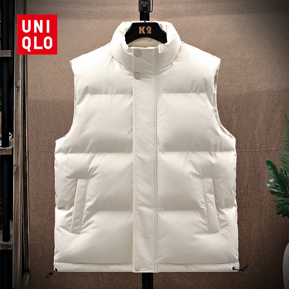 Uniqlo เสื้อแจ็กเก็ตแขนกุด เปิดไหล่ ให้ความอบอุ่น เหมาะกับฤดูใบไม้ร่วง และฤดูหนาว สไตล์สปอร์ต สําหรับผู้ชาย