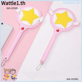 Wttle กระเป๋าใส่บัตร หนัง PU ลายการ์ตูนอนิเมะ Star Magic Wand น่ารัก คุณภาพสูง พร้อมปีกบัตรรถบัส รถไฟใต้ดิน