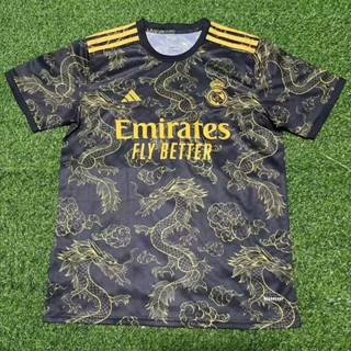เสื้อกีฬาแขนสั้น ลายทีมฟุตบอล Real Madrid Golden Dragon Jersey S-XXL 23-24 ชุดเหย้า สําหรับผู้ชาย