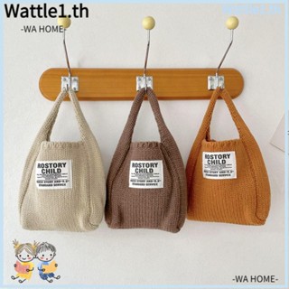 Wttle กระเป๋าถือ ผ้าขนสัตว์ถัก แฮนด์เมด ความจุสูง สําหรับผู้หญิง