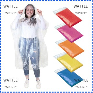 Wattle เสื้อกันฝน กันน้ํา แบบใช้แล้วทิ้ง สําหรับใช้ในครัวเรือน กลางแจ้ง 1/5 ชิ้น