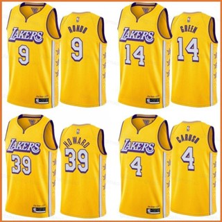 เสื้อกีฬาบาสเก็ตบอลแขนกุด ลายทีม YT3 NBA Jersey LA Lakers Rondo Howard Caruso TY3 สีเหลือง สไตล์คลาสสิก