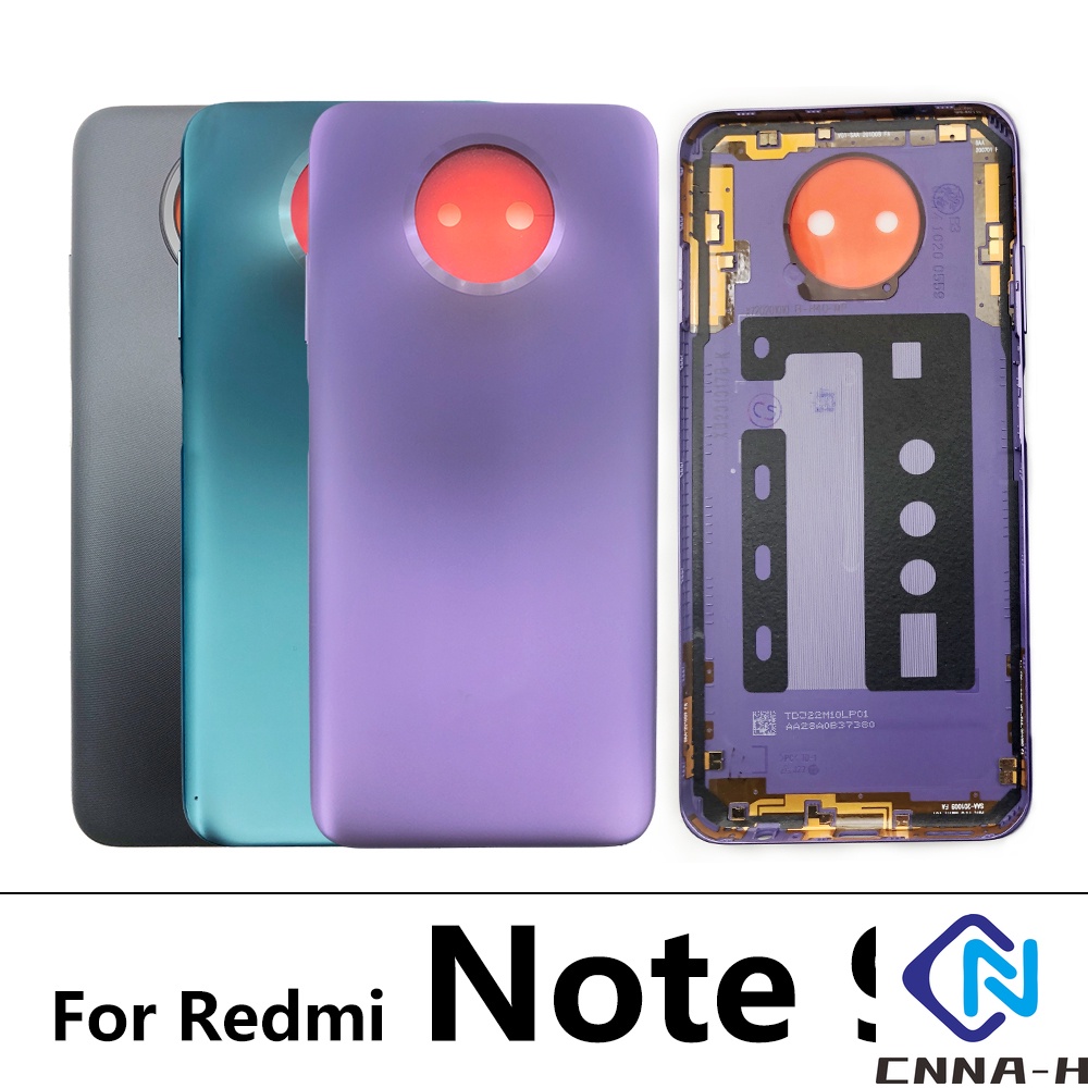 ด้านหลังประตูกรณีแบตเตอรี่ด้านหลังฝาหลังสําหรับ Xiaomi Redmi หมายเหตุ 9T พร้อม Power Volume ปุ่มกุญแจด้านข้าง