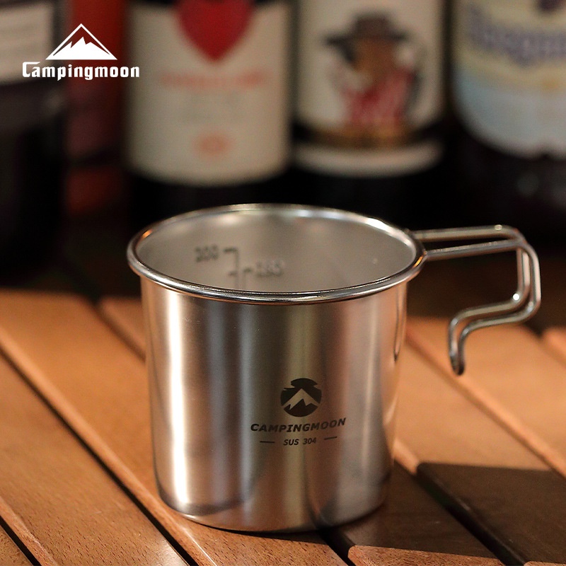 Campingmoon S190 อุปกรณ์ตั้งแคมป์กลางแจ้งสแตนเลสถ้วยกาแฟแบบพกพาหิมะดึงถ้วยเบียร์ถ้วยดื่มหิมะดึงชามอุปกรณ์ตั้งแคมป์